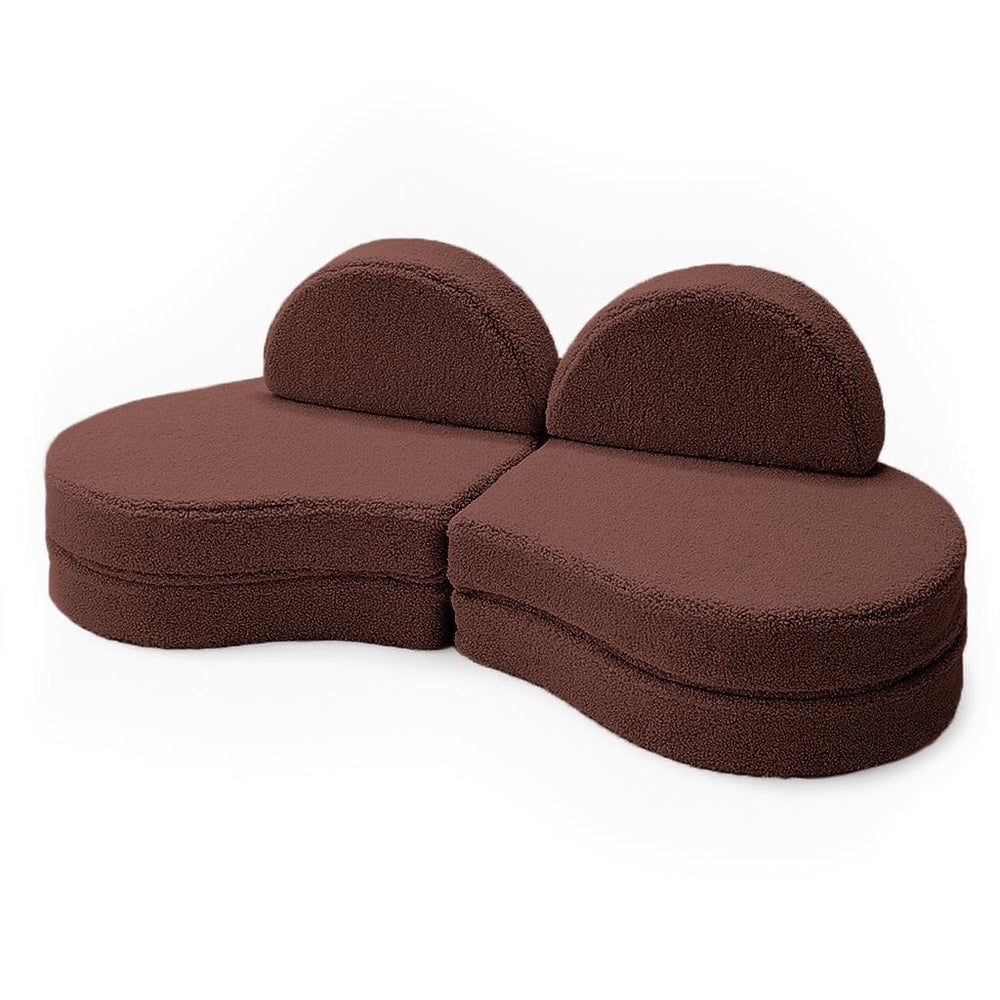 Modulinė sofa vaikams „Coccolo“ – 6 dalių, Bearly audinio, ruda