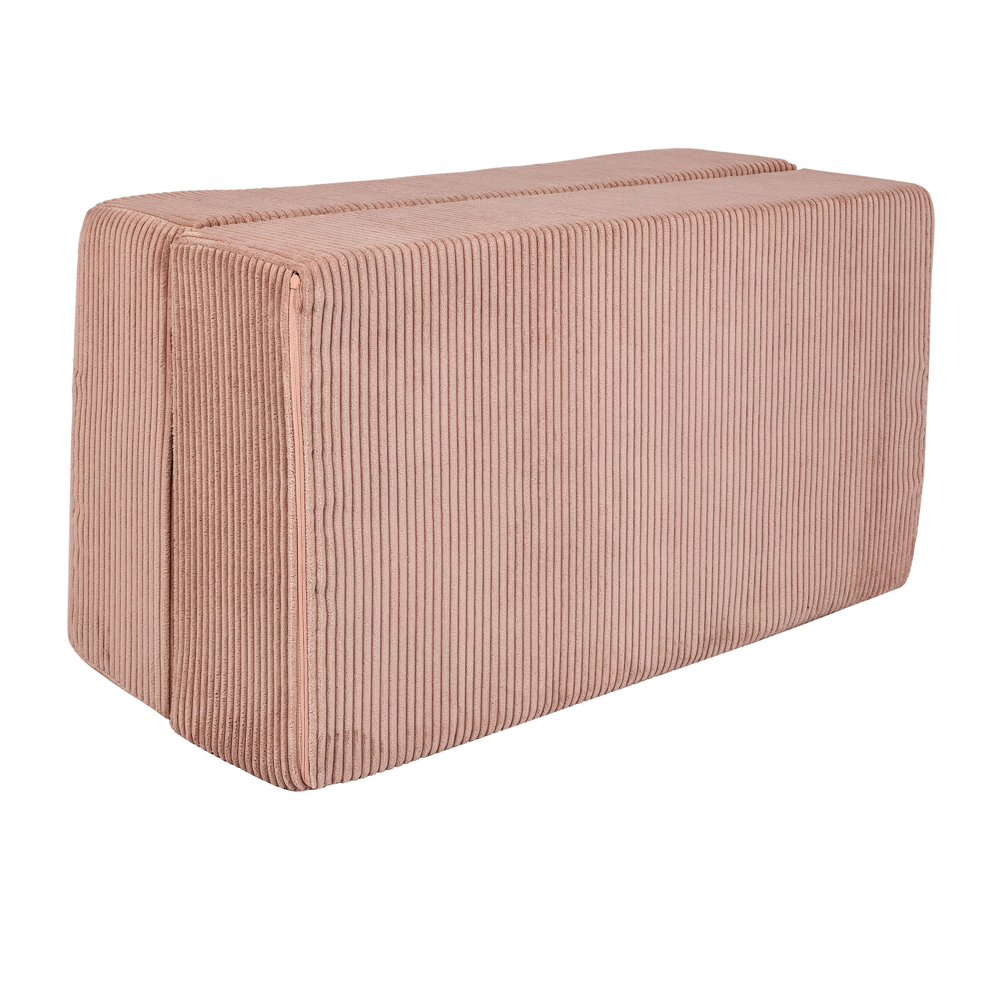 Aksominė kubo formos sofa - švelniai rožinė