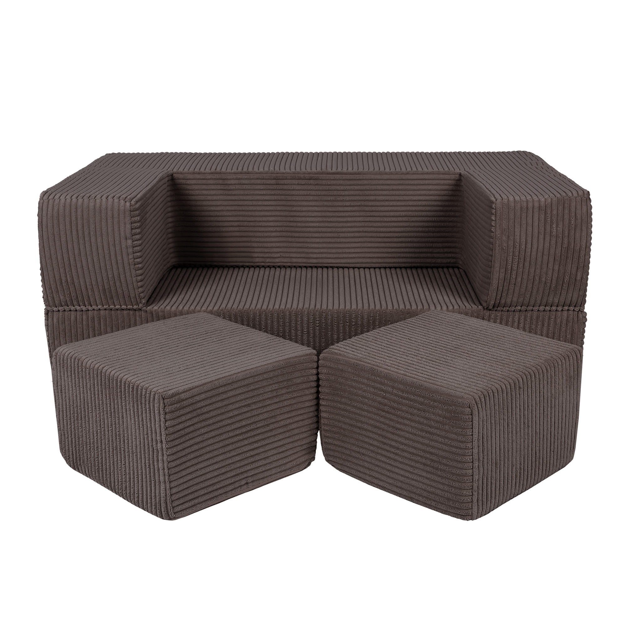 Aksominė kubo formos sofa vaikams - ruda
