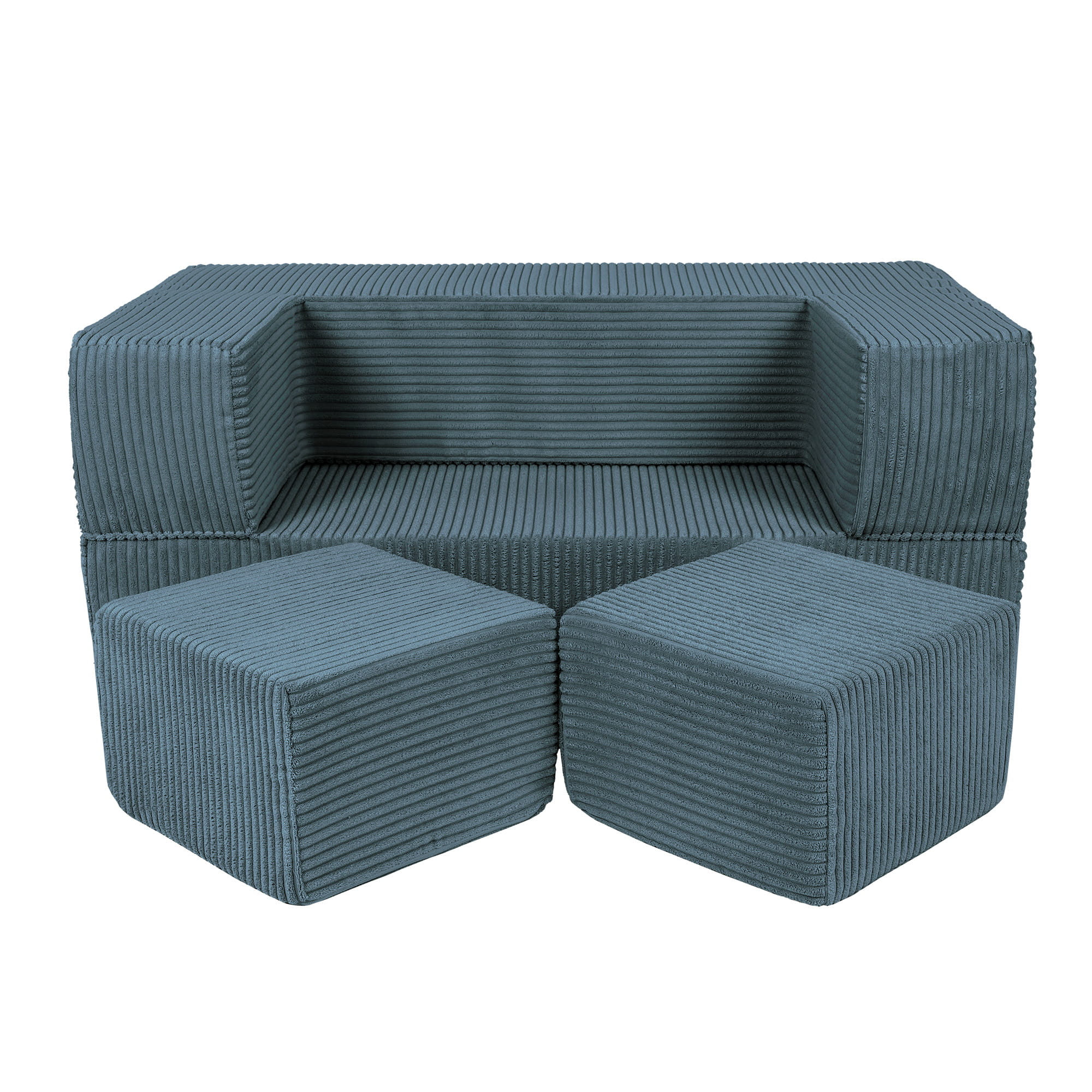 Aksominė kubo formos sofa vaikams - turkio spalvos