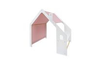 MeowBaby® White Wooden House for Kids - Pink Roof