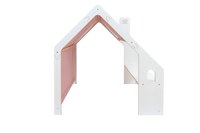 MeowBaby® White Wooden House for Kids - Pink Roof