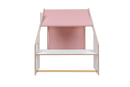 MeowBaby® White Wooden House for Kids - Pink Roof