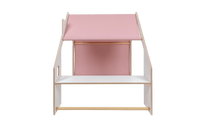 MeowBaby® White Wooden House for Kids - Pink Roof