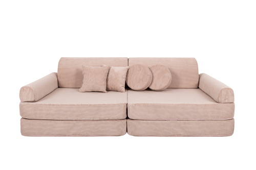 Didelis modulinis vaikų kampas – rožinis Slimcord veliūras