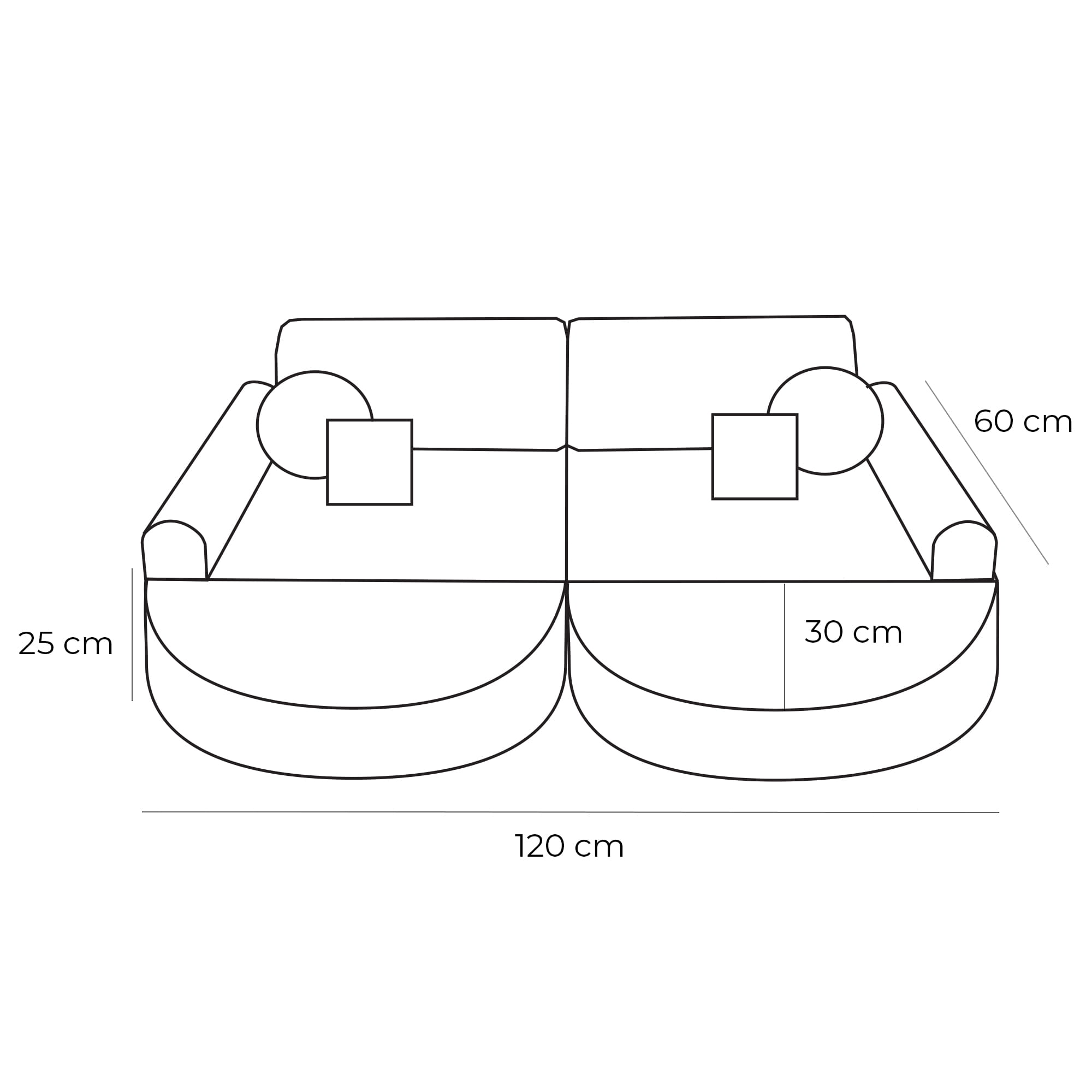 Vidutinio dydžio modulinė sofa vaikams - baltos spalvos