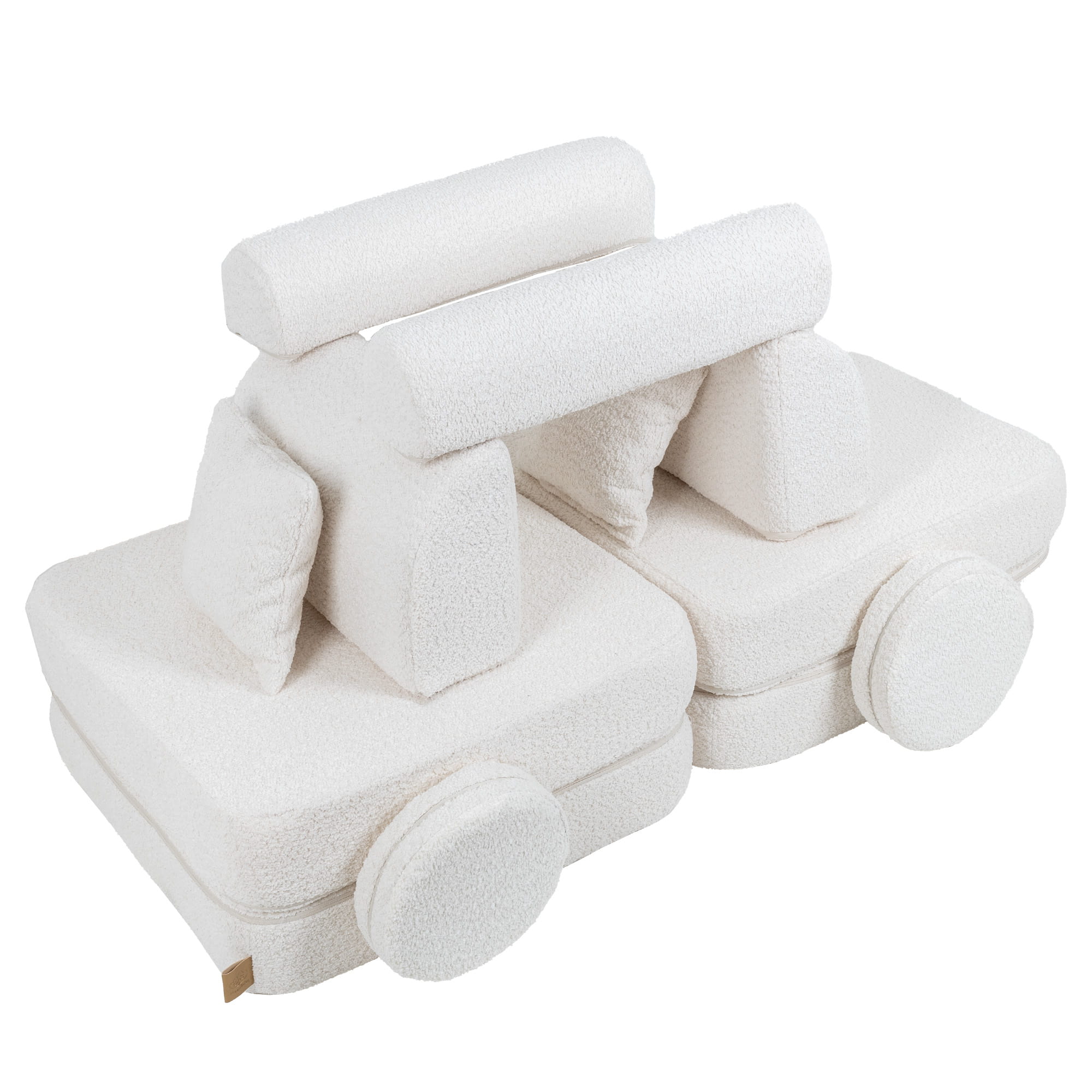 Vidutinio dydžio modulinė vaikiška sofa – baltos spalvos