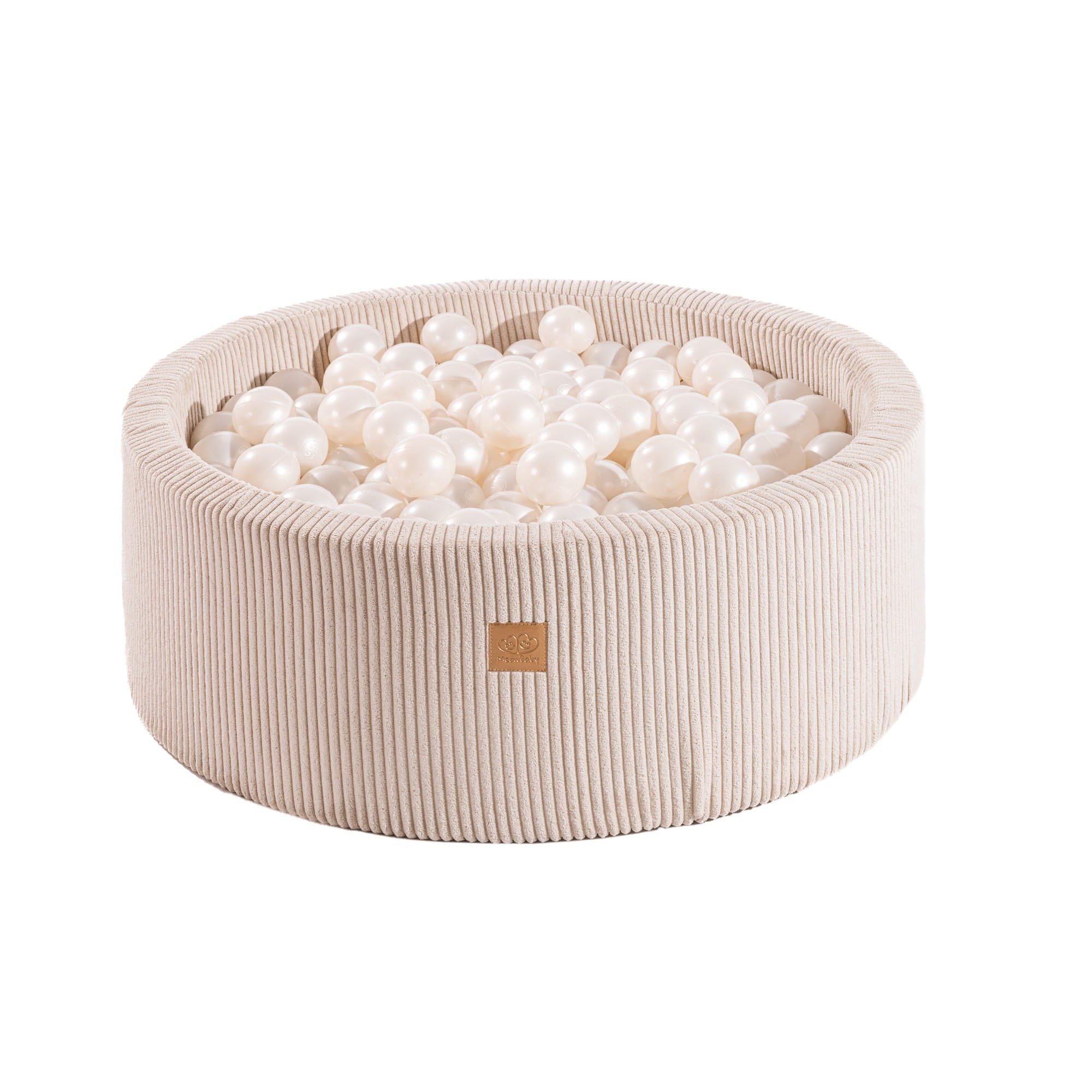 Apvalus kamuoliukų baseinas su 200 perlamutrinių kamuoliukų, 90x30 cm – Aksominės smėlio spalvos