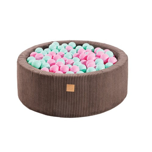 Apvalus kamuoliukų baseinas su 200 mėlynų/rožinių kamuoliukų, 90x30 cm –  rudos spalvos