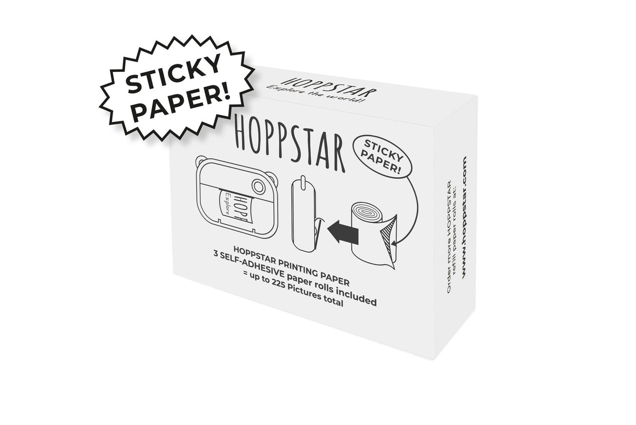 „Hoppstar“ fotoaparato, 3 vnt. popieriaus ritinėlių – balti, lipnūs