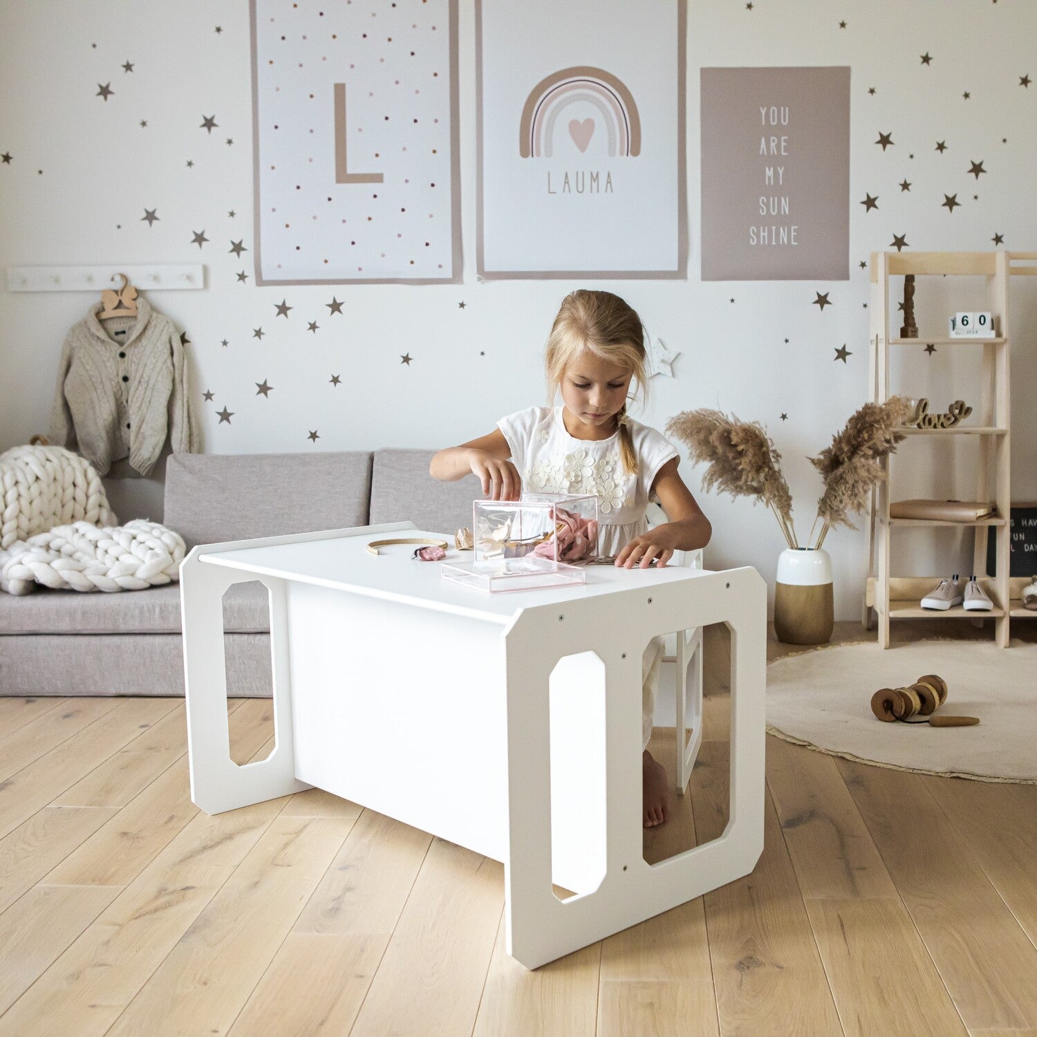 Montessori staliuko ir kėdutės rinkinys Vaikams – su 1 kėdute