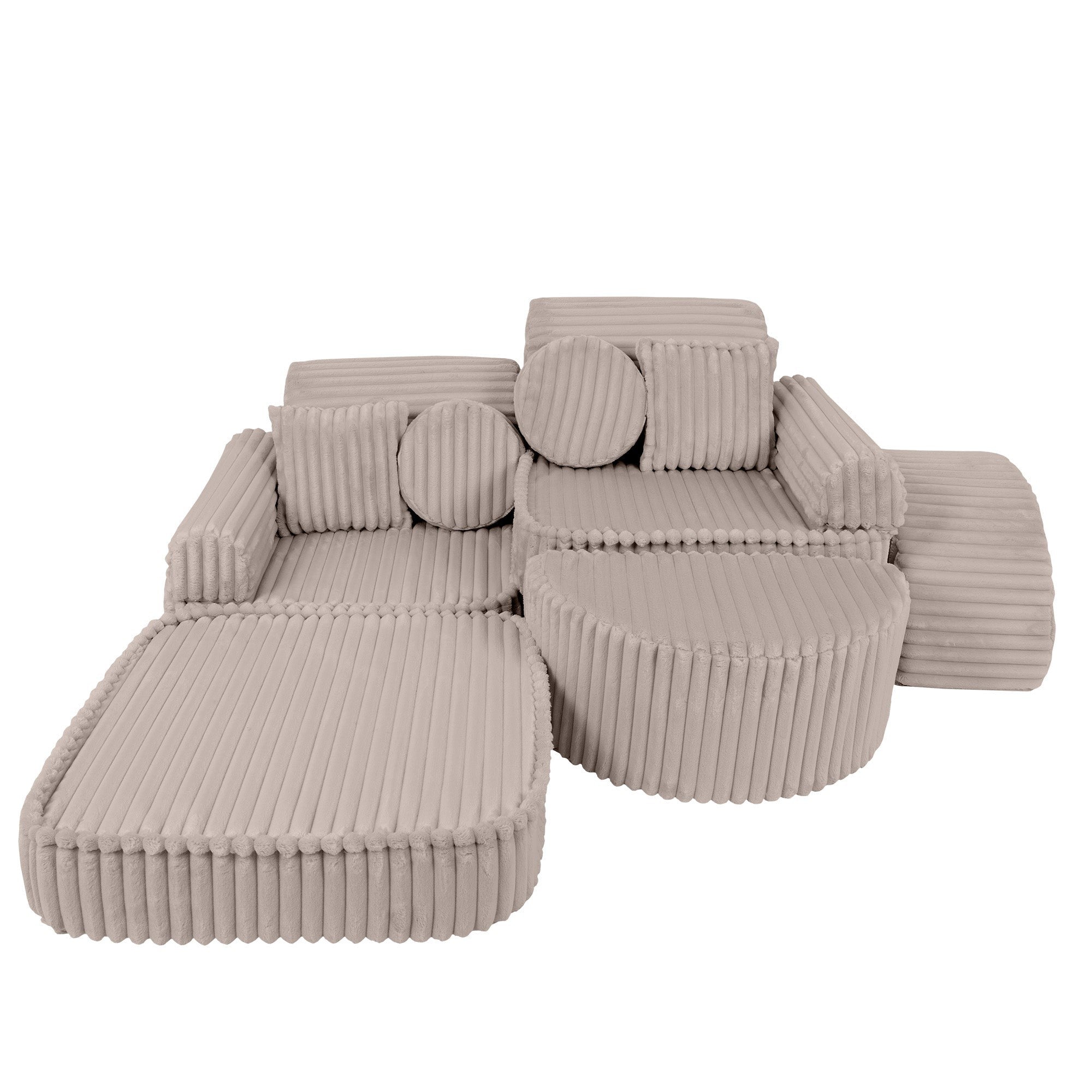 Vidutinio dydžio modulinė sofa vaikams - Churros, švelnios smėlio spalvos