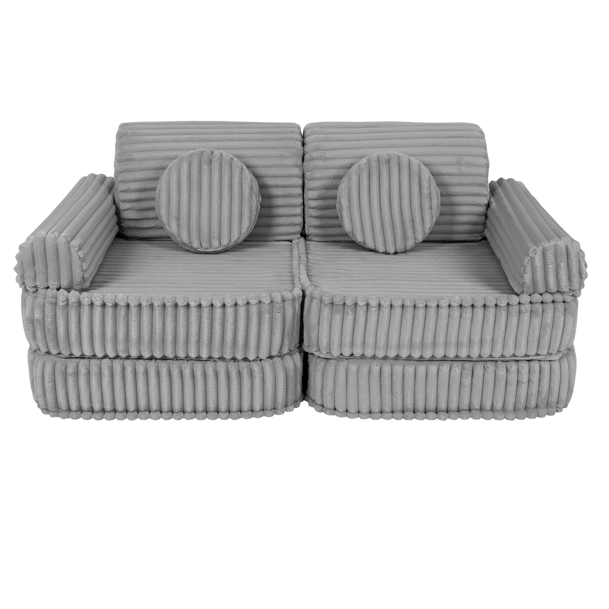 Vidutinio dydžio modulinė vaikiška sofa - pilkos spalvos