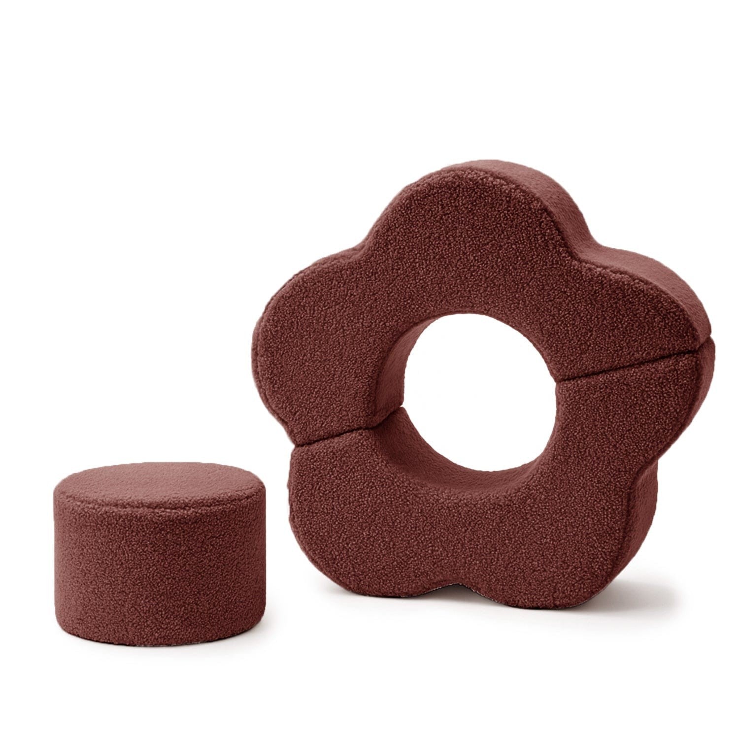 Modulinių baldų rinkinys, gėlytės formos, 3 elementų, Bearly audinio, tamsiai rudos spalvos