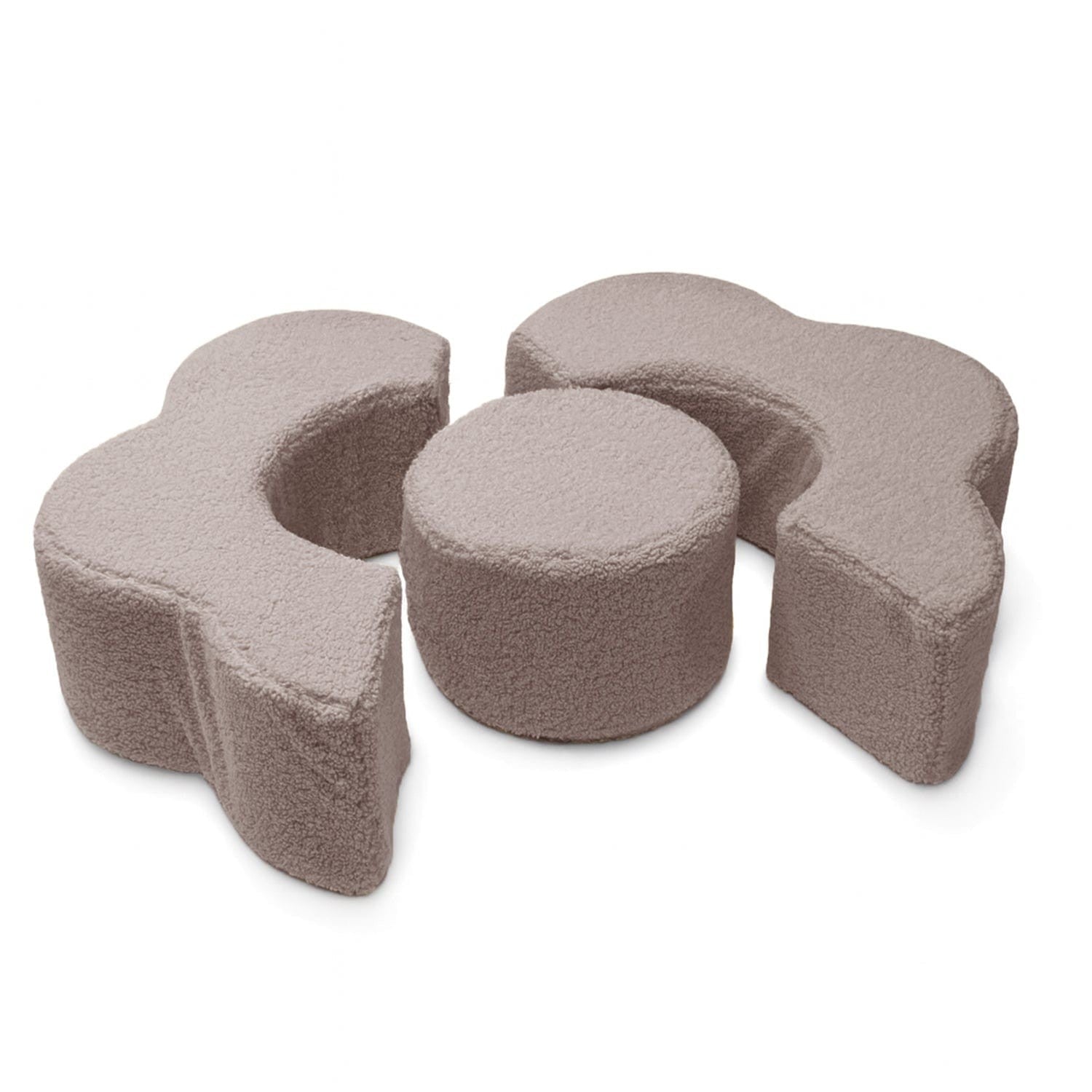 Modulinių baldų rinkinys, gėlytės formos, 3 elementų, Bearly audinio, šviesiai pilkos spalvos