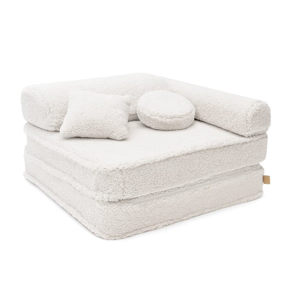 Modulinė vaikiška sofa, mažytė – 5 elementai, baltos spalvos