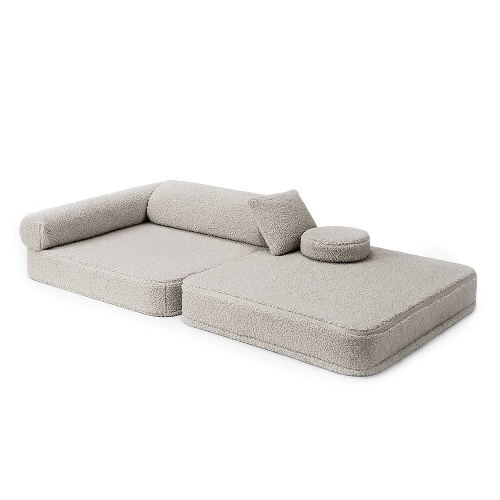 Modulinė vaikiška sofa, mažytė – 5 elementai, šviesiai pilka