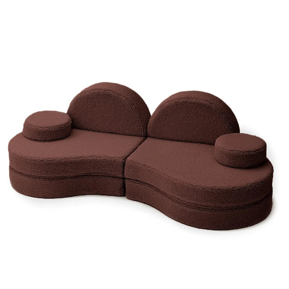 Modulinė sofa vaikams „Coccolo“ – 6 dalių, Bearly audinio, ruda
