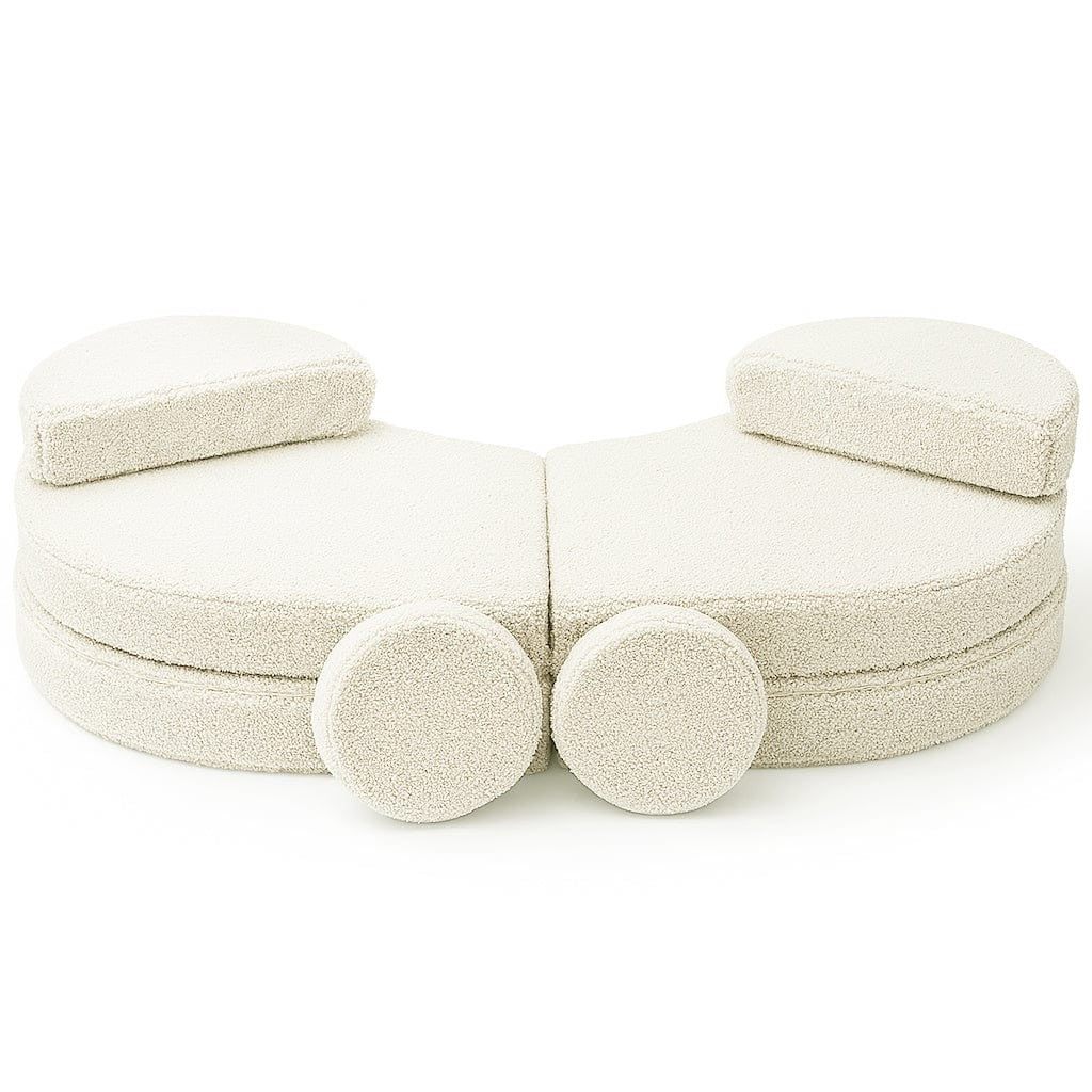 Modulinė sofa vaikams Coccolo – 6 dalių, „Bearly“audinio, kreminė