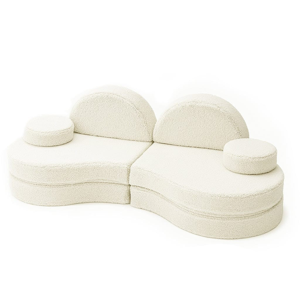 Modulinė sofa vaikams Coccolo – 6 dalių, „Bearly“audinio, kreminė