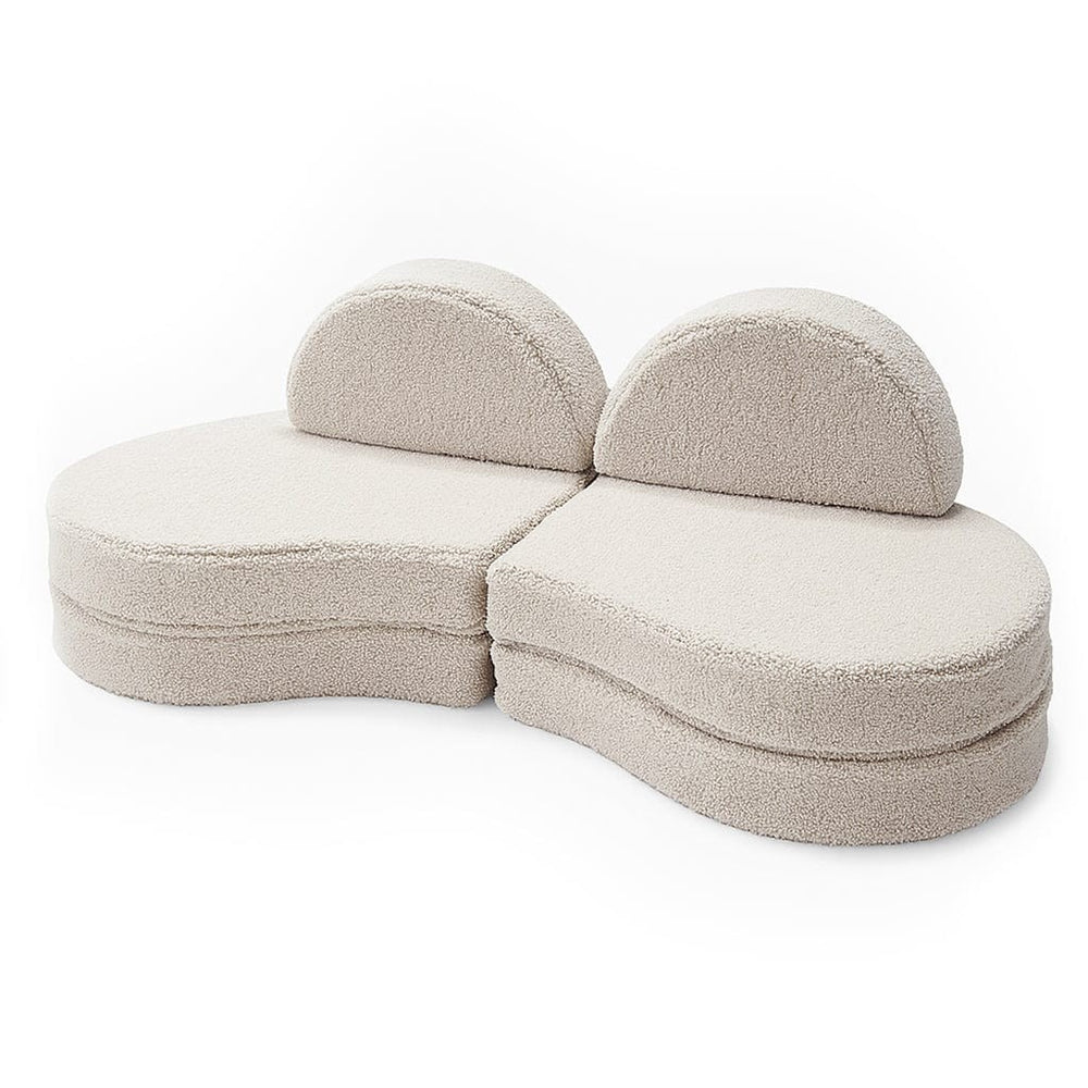 Modulinė sofa vaikams Coccolo – 6 dalių, „Bearly“ audinio, šviesiai pilka