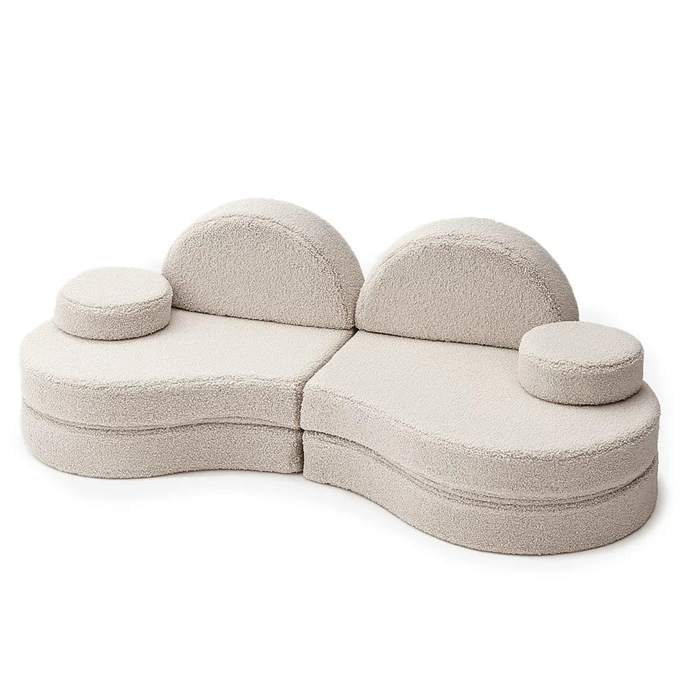 Modulinė sofa vaikams Coccolo – 6 dalių, „Bearly“ audinio, šviesiai pilka