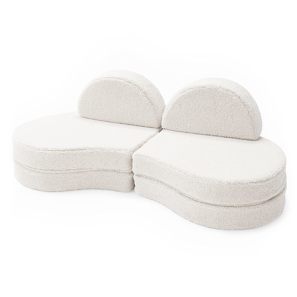 Modulinė sofa vaikams Coccolo – 6 dalių, „Bearly“ audinio, smėlio baltumo