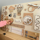 Montessori busy board with doors and locks (40×60 cm)