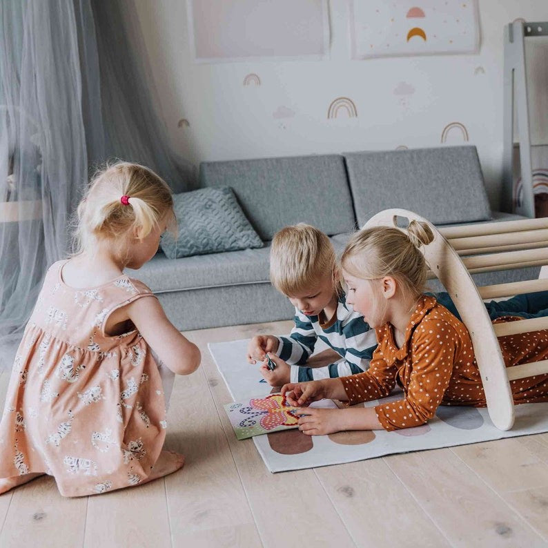 Montessori medinis laipiojimo lankas/kopėtėlės vaikams su čiuožykla