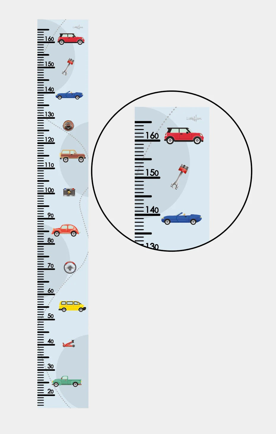 Vaikiškas popierinis ūgio matuoklis – Retro automobiliai