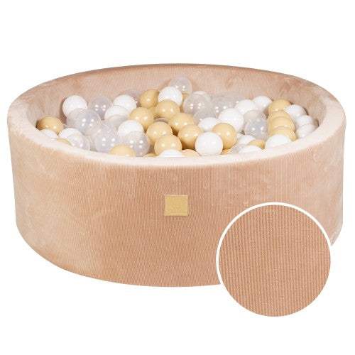 Apvalus kamuoliukų baseinas su 200 baltų/smėlio spalvos kamuoliukų, 90x30 cm – Smėlio spalvos