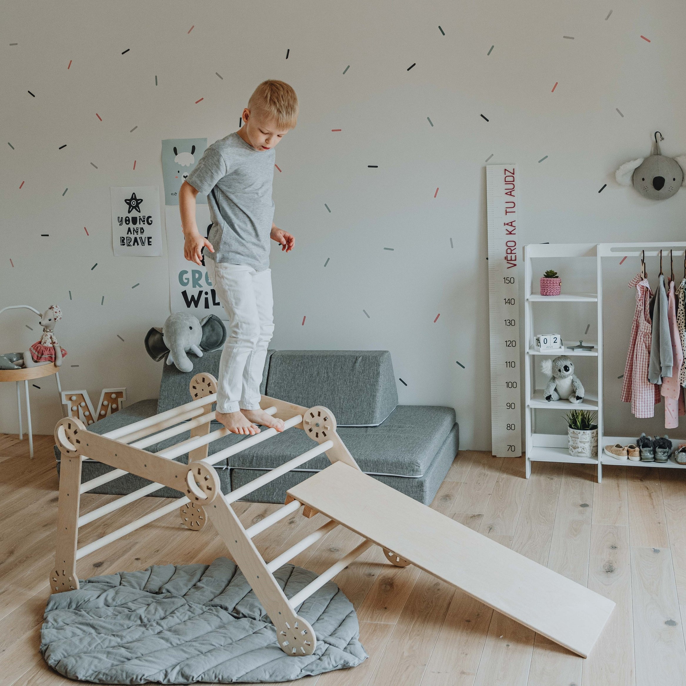 Montessori laipiojimo kopėtėlės su rampa/čiuožykla