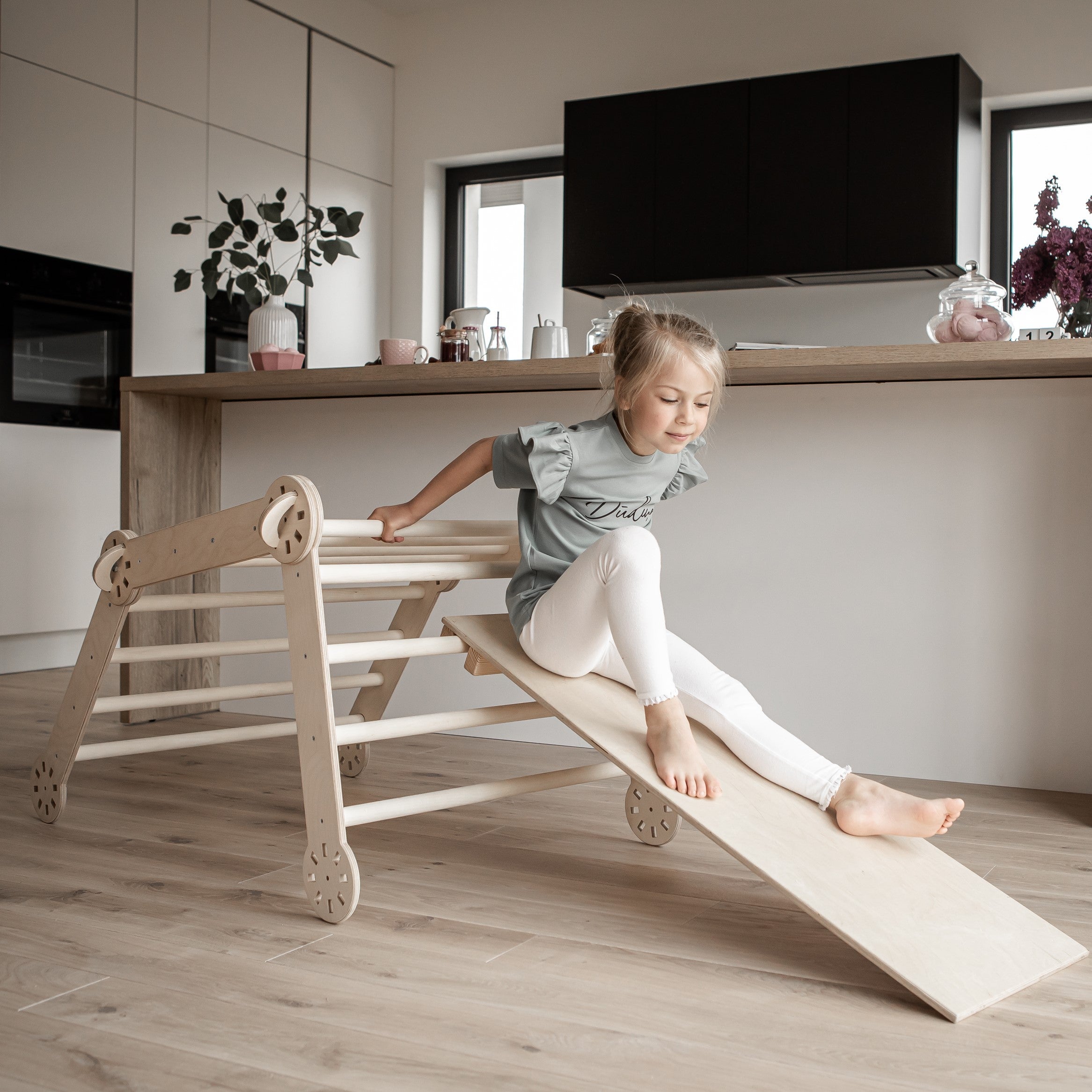 Montessori laipiojimo kopėtėlės su rampa/čiuožykla