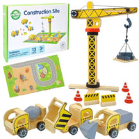 Wooden Construction Site With Vehicles